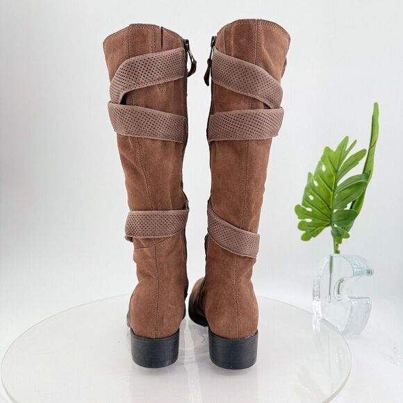 Miz Mooz Women's Noland Knee High Brown Suede Boot Size 36 6 Zip up Block Heel - Picture 5 of 16